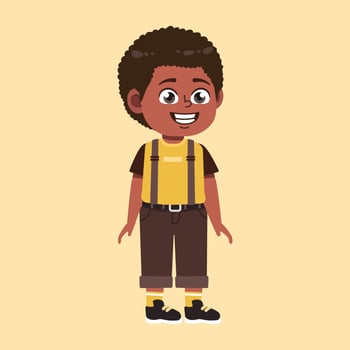 Cute African Black Boy with Afro Hair cartoon Smile and Happy vector