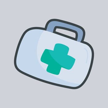 first aid bag with outline flat design. vector