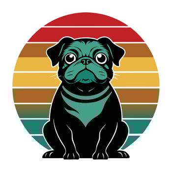 retro pug dog illustration vector