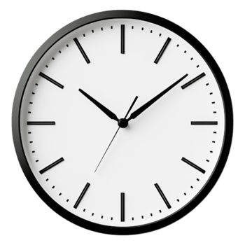Simple Round Wall Clock with Black Hands and Minimalist Design png