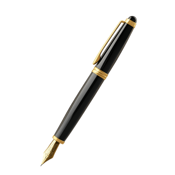 a black and gold fountain pen on a transparent background png