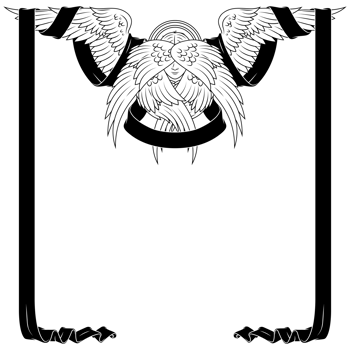 The Heavenly Guardian An Archangel with Six Wings and a Ribbon png