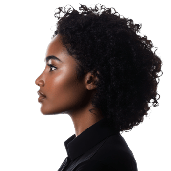 Profile Portrait of a Young Woman with Curly Hair png