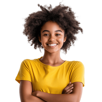 A Smiling Young Woman With An Afro Wearing Yellow png