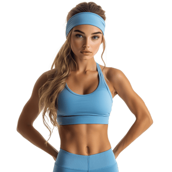 Athletic Woman Posing in Blue Fitness Apparel png