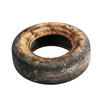 A weathered and worn out old tire png