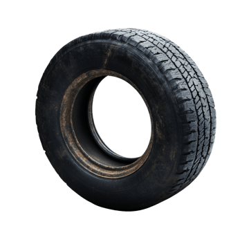 Worn Out Tire With Rusted Metal Rim Isolated png