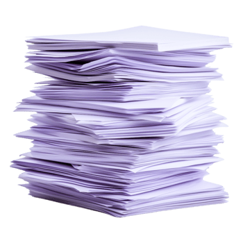 Stack of Unorganized White Paper Sheets with Purple Tinting png