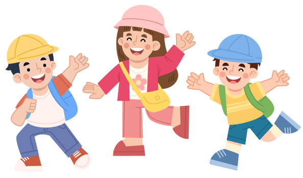 Illustration of happy children on a class trip png