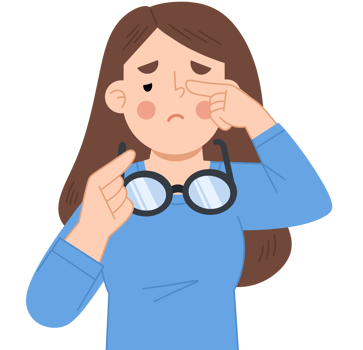 Illustration of woman rubbing her eye png