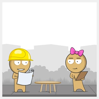 Engineers with blueprints vector