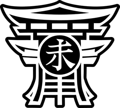 Japanese script icon in filled style vector