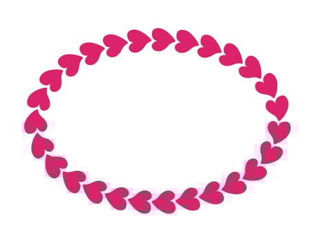 Elegant hand drawn Valentines day oval frame with hearts. Doodle pink romantic textboxes for quirky holiday, wedding, birthday gift decorations vector