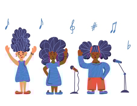 Cute singers stay isolated. design. vector