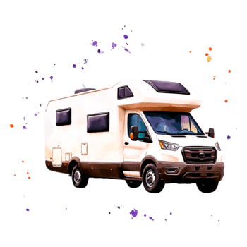 Modern RV Vehicle on a Colorful Abstract for Travel Themes png
