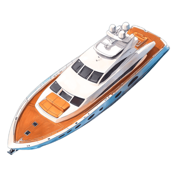 Luxurious Motor Yacht with Sleek Design and Spacious Deck Area png