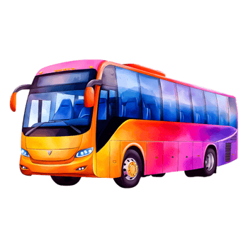 Colorful Modern Coach Bus for Travel and Transportation Purposes png