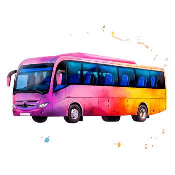 Colorful Artistic Illustration of a Modern Bus in Bright Design png