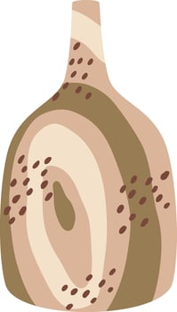 Contemporary ceramic vase with abstract shapes and brown decorations is standing on a white background, perfect for interior design projects or home decor inspiration vector