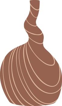 Modern and stylish brown vase with spiral neck and circular decorations on the body, creating a unique and elegant design element for interior decoration vector