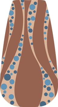 Stylish modern vase with brown, blue and beige colors, decorated with circles and stripes, perfect for interior design projects and home decor inspiration vector