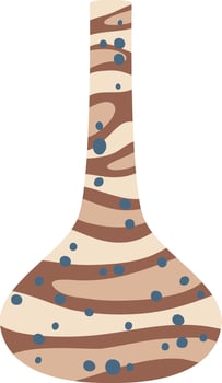 Stylish ceramic vase with abstract brown and beige stripes and blue dots decoration, perfect for adding a touch of modern elegance to any home decor vector