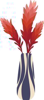 Vibrant red tropical flowers blooming in a stylish modern striped vase, enhancing interior design with elegance and a touch of natural beauty, perfect for home decor vector