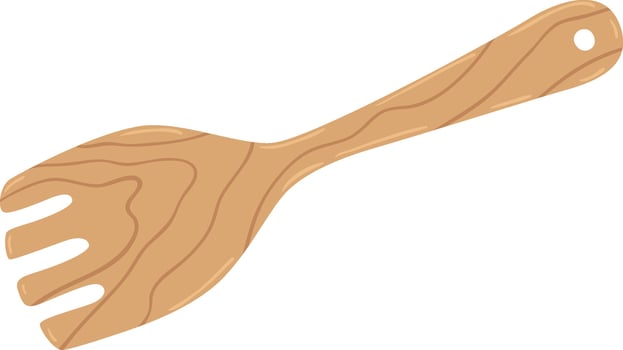Simple and elegant wooden spoon fork for serving salad lying on a white background, perfect for showcasing healthy eating and eco friendly kitchenware vector
