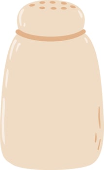 Simple illustration of a closed salt shaker with a perforated top and a brown band, isolated on a white background, representing cooking and seasoning vector