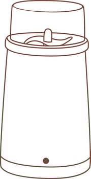Electric coffee grinder with transparent lid and rotating blades is preparing a fresh beverage, minimalist illustration isolated on a white background vector