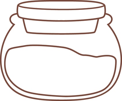 Simple brown line drawing of a closed jar containing a brown substance on a white background, perfect for representing food, spices, or other ingredients vector