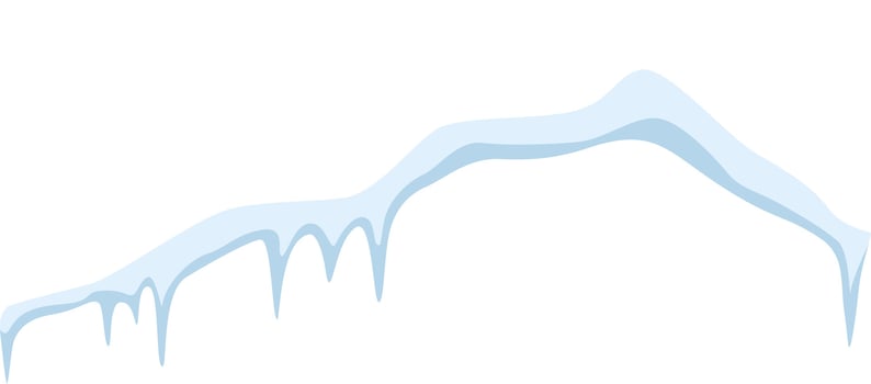 Snowdrift featuring melting icicles glistening in the sun, isolated against a clean white background, ideal for winter and Christmas themed projects and designs vector