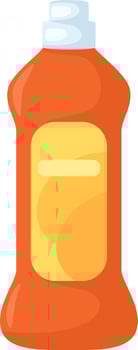 Orange plastic detergent bottle with white cap and yellow label is standing on white surface, bringing cleanliness and freshness to every home vector