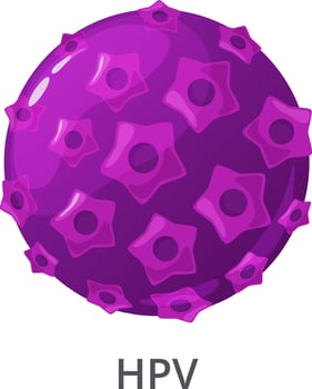 Rotating 3D model of human papillomavirus on a white background, illustrating a virus responsible for causing genital warts and increasing the risk of cancer and infections vector