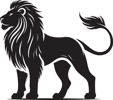 Black and White Lion Silhouette Illustration Powerful Animal Art vector
