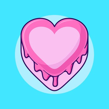 heart shaped cake illustration. cartoon love cake icon logo vector