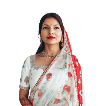 indian woman in traditional dress with red sari png