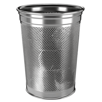 Chrome Metal Trash Bin on Transparent Background png