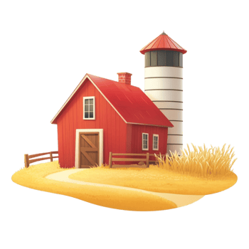 Classic Red Barn House on Transparent Background png