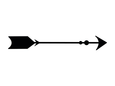 Black silhouette of arrow isolated on white background. Concept of archery, targeting, shooting, sport, traditional African craftsmanship, tribal culture, hunting, direction. Icon, Design Element vector