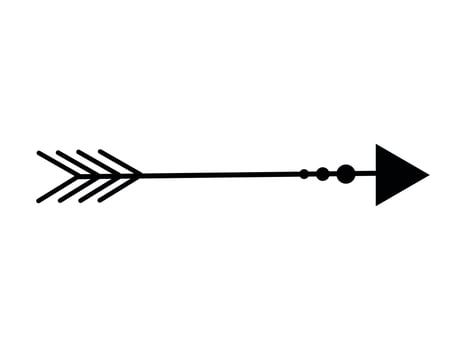 Black silhouette of arrow isolated on white background. Concept of archery, sports, direction, cultural heritage of Native American tribes, hunting, craftsmanship, tradition. Icon, Design Element vector