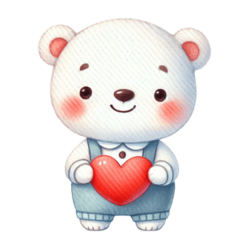 Adorable bear holding heart cute illustration joyful scene png