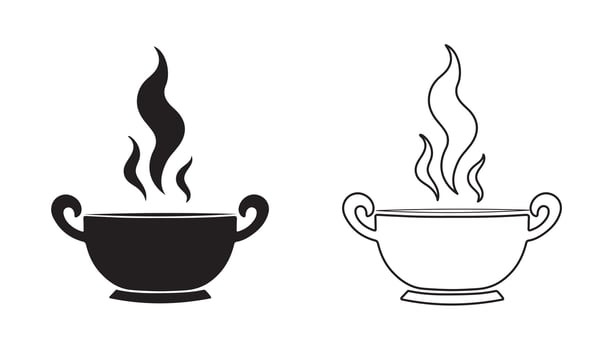 Hot soup icon set. Hot soup bowl line icon, illustration. vector
