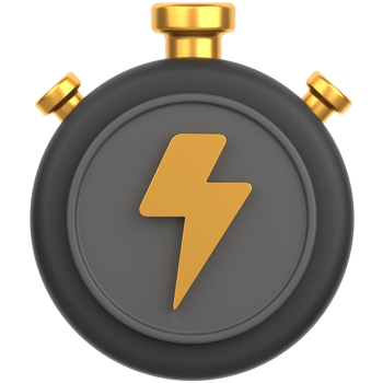3d icon of a lightning fast timer black png