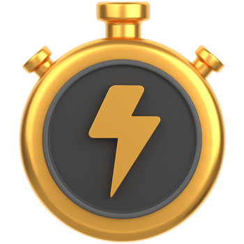 3d icon of a lightning fast timer gold png