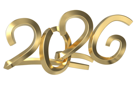 2026 new year gold 3D Render png
