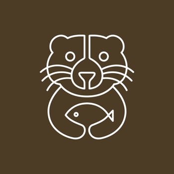 cute bear adorable line logo design vector