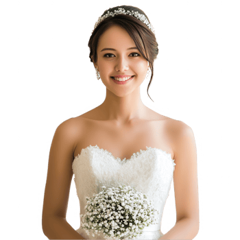 A bride in a classic white wedding gown png