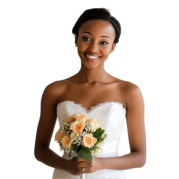 Bride in a classic white wedding gown png