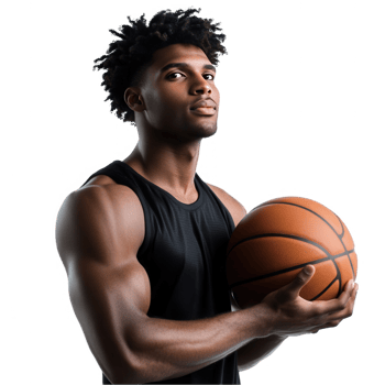 A young man holding a basketball ball png